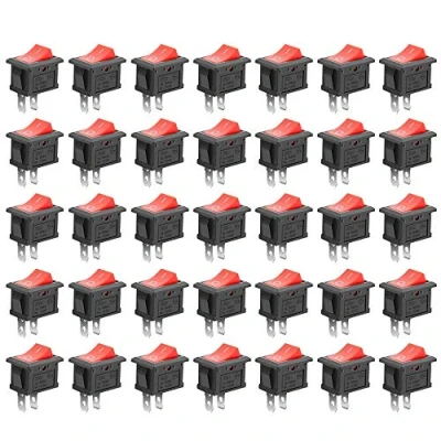Imagen de GTIWUNG 35Pcs Auto Boton Interruptor Rocker Switch, Coche 10A/125V, 6A/250V SPST On/Off Mini Electrónico para Automóviles, Barcos, Electrodomésticos, Rojo