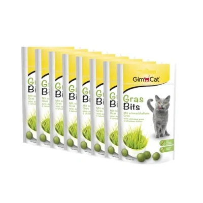 Imagen de GimCat Grass bits Bocadillos para Gatos sin Cereales Ricos en vitaminas Que contienen Hierba Real
