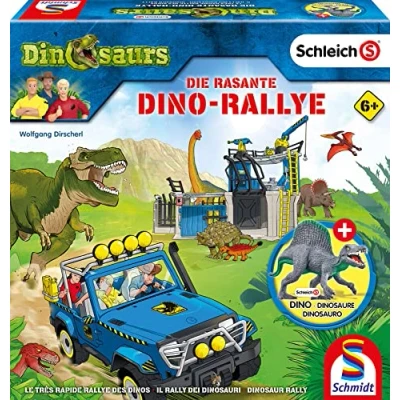 Imagen de Schmidt Spiele Dinosaurier El Dino Rallye, Dinosaurios, con Figura Original Schleich, Juego de niños, Multicolor (40623)