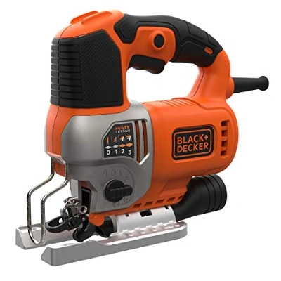 Imagen de BLACK+DECKER BES610K QS Sierra de Calar Pendular 650W, Velocidad 1000 3100 cpm, Longitud corte 19mm, bisel 45/45, Cambio hoja sin herramientas