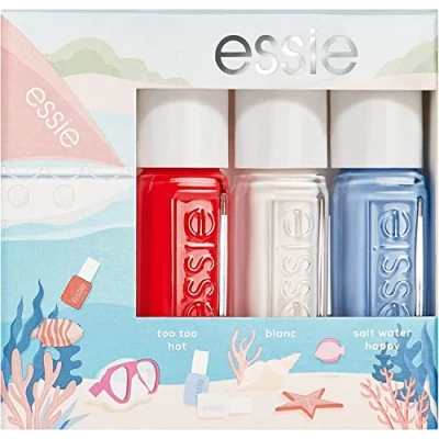 Imagen de Essie Kit de pintauñas Under the Sea, 3 esmaltes uñas tamaño mini, Acabado brillante y Larga duración, Tonos: Sea