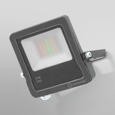 Imagen de LEDVANCE Luz exterior LED inteligente con tecnología WiFi, focos para exterior, colores RGB intercambiables, 20W, fabricada en aluminio gris oscuro, compatible Google y Alexa, SMART+ WIFI FLOOD