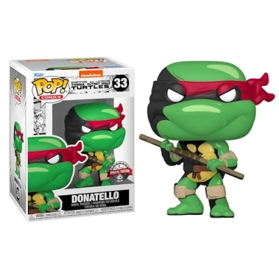 Imagen de TMNT Pop Comics Donatello PX Figura de Vinilo con persecución en Blanco y Negro