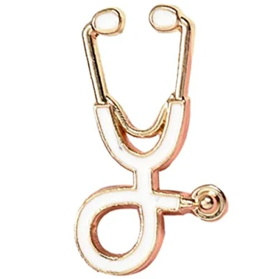 Imagen de Enfermera Estetoscopio Broche De Broches Médicos Capa La Chaqueta Cuello Camisa Pin Solapa del Botón Insignia Médica Joyería