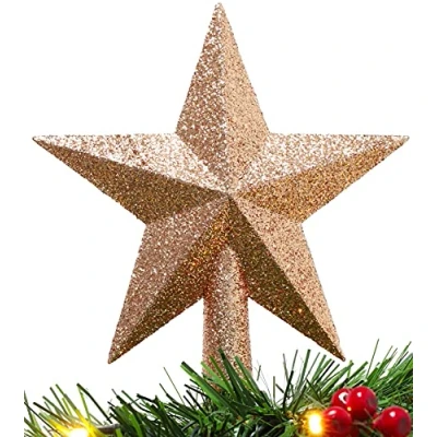 Imagen de Christmas Concepts® 20cm Glitter Tree Topper Adorno para la Punta del árbol de Navidad (Rosegold)