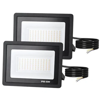 Imagen de focos led exterior 50W Foco Proyector 4000K Amarillo cálido IP65 Impermeable 5000lm Floodlight para Casa,Garaje,Patio,Terraza,Campo