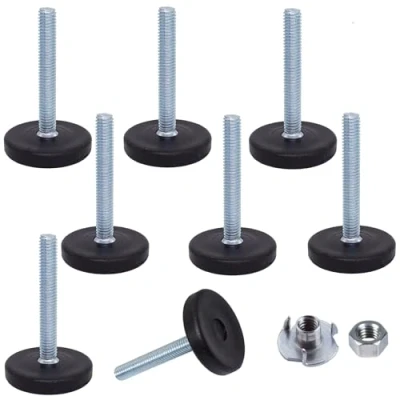 Imagen de SKIR&#039;CO 8 patas niveladoras de muebles M6 x 40 mm, redondas ajustables 30 mm diámetro, pie nivelador rosca (puntas incluidas)