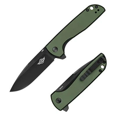 Imagen de OKNIFE Freeze 2 Cuchillo Plegable de Acero Inoxidable Navaja Bolsillo Hoja con Punta Mango Aluminio Verde Bloqueo Seguridad Ideal para Acampar, Picnic, Caza Hombre