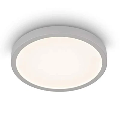 Imagen de Eglo plafón LED Molay de 1 bombilla, luz superficie acero y plástico, lámpara techo en plata, blanco, blanco cálido, diámetro 28,5 cm