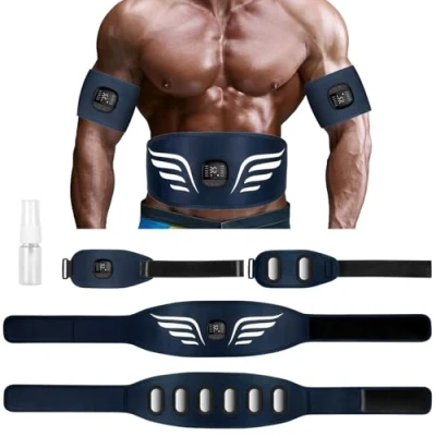 Imagen de Profey Electroestimulador Abdominal, Muscular, EMS Abdominales Electroestimulacion para Brazos Piernas, Cinturón Muscular Abdominal 10 Modos Y 30 Intensidades