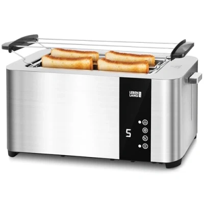 Imagen de LEBENLANG 1400 W tostadora pan ranura ancha acero inoxidable 4 rebanadas I Pantalla LED táctil &amp; 7 Modos torradeira tostador de toaster inteligente tostadoras