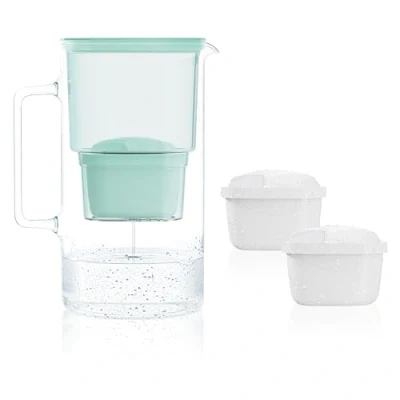 Imagen de Wessper jarra de agua, con filtro incluye 2 filtros jarra, compatible Brita Maxtra, Maxtra +, gran capacidad 2,5 L, menta, juego + cartuchos