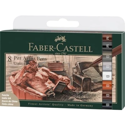 Imagen de Faber Castell 167172 Pitt Artist Pen Classic B/M, estuche de 8 unidades