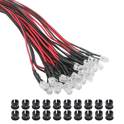 Imagen de KeeYees 20Pcs 3mm 12V DC Pre Wired LED Diodos Emisores de Luz Lámpara + Plástico Soporte Clip Montaje (Rojo)