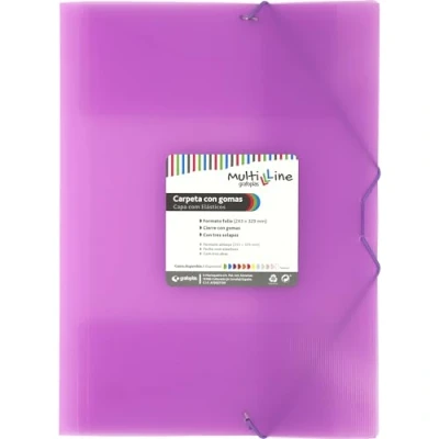 Imagen de Grafoplás Pack 6 Carpetas Plastico Tamaño Folio Lavanda Pastel Con Tres Solapas Polipropileno Rayado Vertical Cierre Gomas Elásticas Multiline Perfecta para Escolares y Profesionales