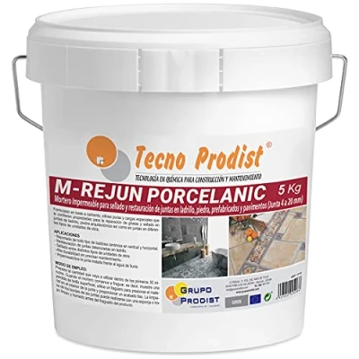 Imagen de M REJUN PORCELANIC de Tecno Prodist (5 Kg, Gris) Mortero para Lechada impermeable azulejos y suelos. Pavimentos cerámicos, ladrillos, piedra, etc. (Junta ancha 4 a 20mm)