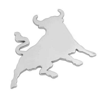 Imagen de Pilot LA_07207 Emblema decorativo en relieve, diseño de toro cromado