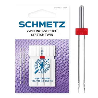 Imagen de SCHMETZ Aguja para máquinas de coser 1 Gemela Stretch 2,5/75 130/705 H S ZWI NE 2,5 Indicada todas las domésticas que cuenten con función zigzag