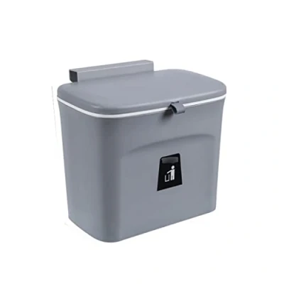 Imagen de WALFREW Papelera Hanging Kitchen Trash Can Large Capacity Recycling Bathroom Wall Mounted with Lid(Grijs)