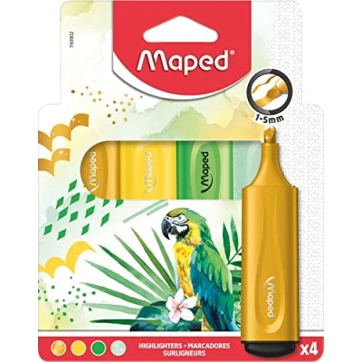 Imagen de Maped Subrayadores extra flexibles y FLUO PEPS TEMEN x4 Resultado de marcado perfecto, incluso en superficies irregulares Clip la tapa 3 temas diferentes: océano, tropical,