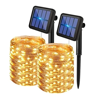 Imagen de EXTRASTAR Guirnaldas Luces LED Exterior Solar, Jardin 20m 200 8 Modos, Luz Cálida 3000K, para Terraza, Navidad, Fiestas, Bodas, Patio, Jardines
