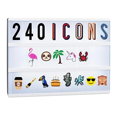 Imagen de Relaxdays, 6,5 x 3,5 cm Kit 240 Letras para Caja de Luz con Cifras, Emoticonos y Símbolos, Plástico, Multicolor, 5