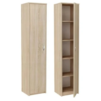 Imagen de armario de oficina multiusos con 1 puerta y 5 compartimentos, universal para hogar, 180 x 40 35 cm (Sonoma)