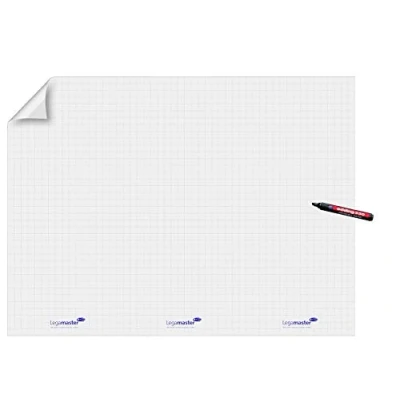 Imagen de Legamaster Magic Chart Flipchart Lámina autoadhesiva estática, color blanco, 120 x 90 cm, incluye 1 marcador permanente 15 hojas XL