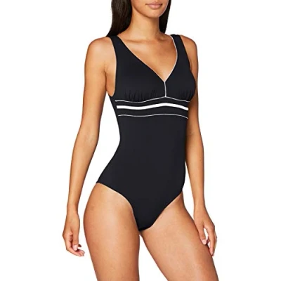 Imagen de Haute pression A8001, Maillot de bain une pièce Multicolore Femme, Noir (Noir/Blanc), 48 (Taille fabricant: 46)