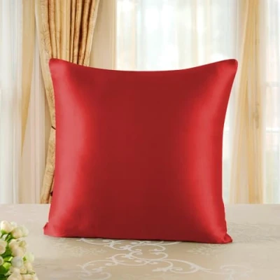 Imagen de townssilk Funda de almohada seda morera 100 % pura 19 mommes, en ambos lados, para cabello y piel, salud, cremallera oculta, 1 pieza, 40 x cm, color rojo