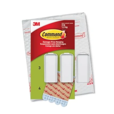 Imagen de Command Soporte para colgar lienzos PH044 3NA, grande, blanco, 3 colgadores y 4 tiras; embalaje fácil de abrir