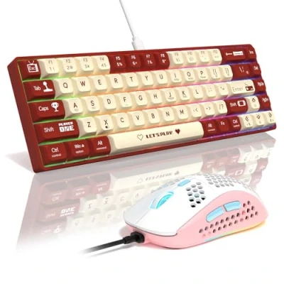 Imagen de MAMBASNAKE AK680 Mechanical Keyboard, 68 Key 60 Percent Hot Swappable Gaming Keyboard + 6 Adjustable dpi 6400 Mouse with RGB Light, for PC/Mac/Laptop Gamer (Brown Tactile Switch)