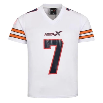 Imagen de Met X camiseta de gran tamaño para hombre, estilo fútbol americano, 100 % poliéster, deportiva transpirable que absorbe la humedad con tecnología antiolor, camisetas deportivas activas,
