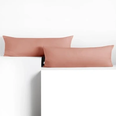 Imagen de DecoKing 2 Fundas de Almohada 40 x 200 cm algodón con Cremallera salmón ámbar