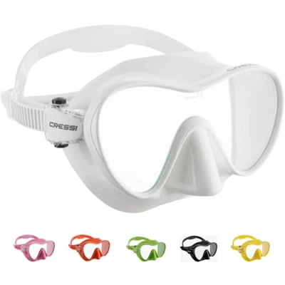 Imagen de CRESSI F1 Mask White Máscara Monocristal Tecnologia Frameless para Buceo y Snorkel, Blanco, Talla Única, Unisex