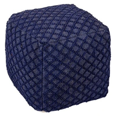 Imagen de Puf estilo nórdico Bruges tela azul Menzzo