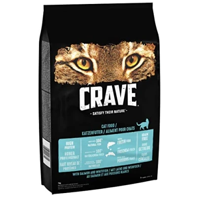 Imagen de Crave Alimento seco para Adultos con salmón y Pescado Blanco, 7 kg (1 Bolsa) Comida Gatos Premium Seca Alto Contenido de proteínas sin Cereales Fabricado 100% Natural