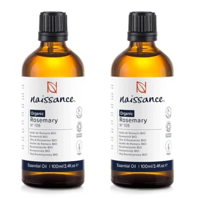 Imagen de Naissance Aceite Esencial de Romero BIO (No. 108) 200ml (2x100) Pure, Natural y No Diluido para Cabello, Aromaterapia, Difusor, Masajes