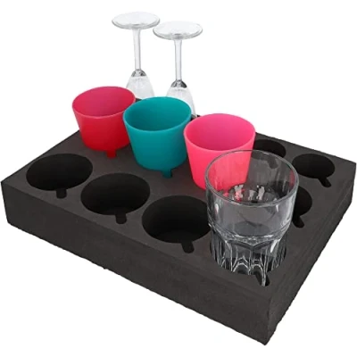 Imagen de cartrend Portavasos y vasos para caravana, protege contra roturas traqueteos, 13 soportes, accesorios acampada, autocaravana, caravanas