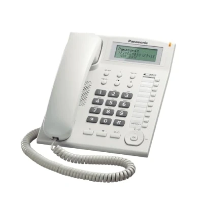 Imagen de Panasonic KX TS880 Teléfono fijo con cable (LCD, Entrada Jack, marcación directa, altavoz, identificador de llamadas, reloj), color blanco