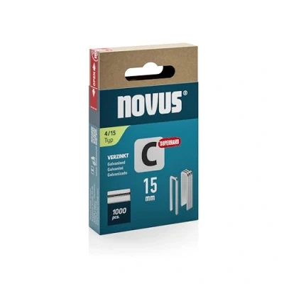 Imagen de NOVUS TOOLS grapas de 15 mm &quot;superduros&quot;, 1000 tipo 4/15, caja deslizante, grapadora para madera perfilada y paneles