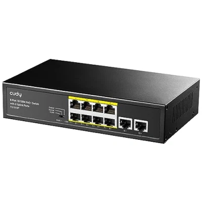 Imagen de Cudy FS1010P Switch PoE+ 10 Puertos Ethernet 10/100 Mbps,120 W, 8 PoE+, Modo CCTV/VLAN, 802.3af/at, Unmanaged Plug &amp; Play