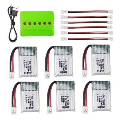Imagen de ZYGY 6piezas 3.7V 220mAh Batería de Litio y 6en1 Cargador Equilibrio para E010 E010C E011 E011C E013 GoolRC T36 NINHUI NH010 F36 H36 HS210 SANROCK GD65A ATOYX AT 66 Cuadricóptero RC Drone