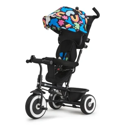 Imagen de Kinderkraft Aston Triciclo Evolutivo, Bicicleta Sin Pedales, Bebe, para Niños, Cinturón, con Accesorios, Portavasos, Cesta, 9 Meses a 25 kg, Happy Shapes