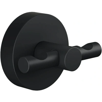 Imagen de tesa® MOON BLACK Gancho para Albornoz Perchero Baño con Estilo Industrial o Moderno Autoadhesivo, Sin Taladro 50 mm x 65 53 Negro Mate