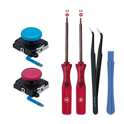 Imagen de Tolesum Switch Joystick Reemplazo 3D Analog Joycon para NS Switch/Switch OLED Joycon/Switch Lite con Kit de Herramientas Reparación Rojo y azul