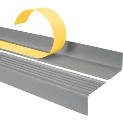 Imagen de Quest Perfil autoadhesivo para bordes de escaleras 40x25mm ND Protector antideslizante PVC Gris, 200cm
