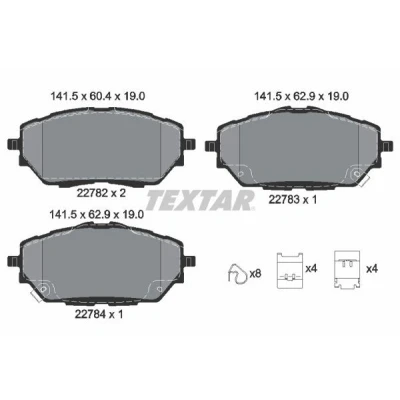 Imagen de TEXTAR 2278201 Juego de pastillas freno con avisador acústico desgaste accesorios TOYOTA: Corolla XII Familiar, C HR, Hatchback