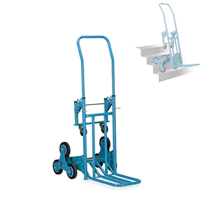 Imagen de Carrito para escaleras con 8 Ruedas, Capacidad máxima de 200 kg, Carro Porta Paquetes Plegable 2 en 1, Elevador Manual