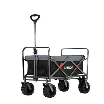 Imagen de Arebos Carro Playa Carrito Plegable Transporte para Jardín aparatos MAX 100kg Negro